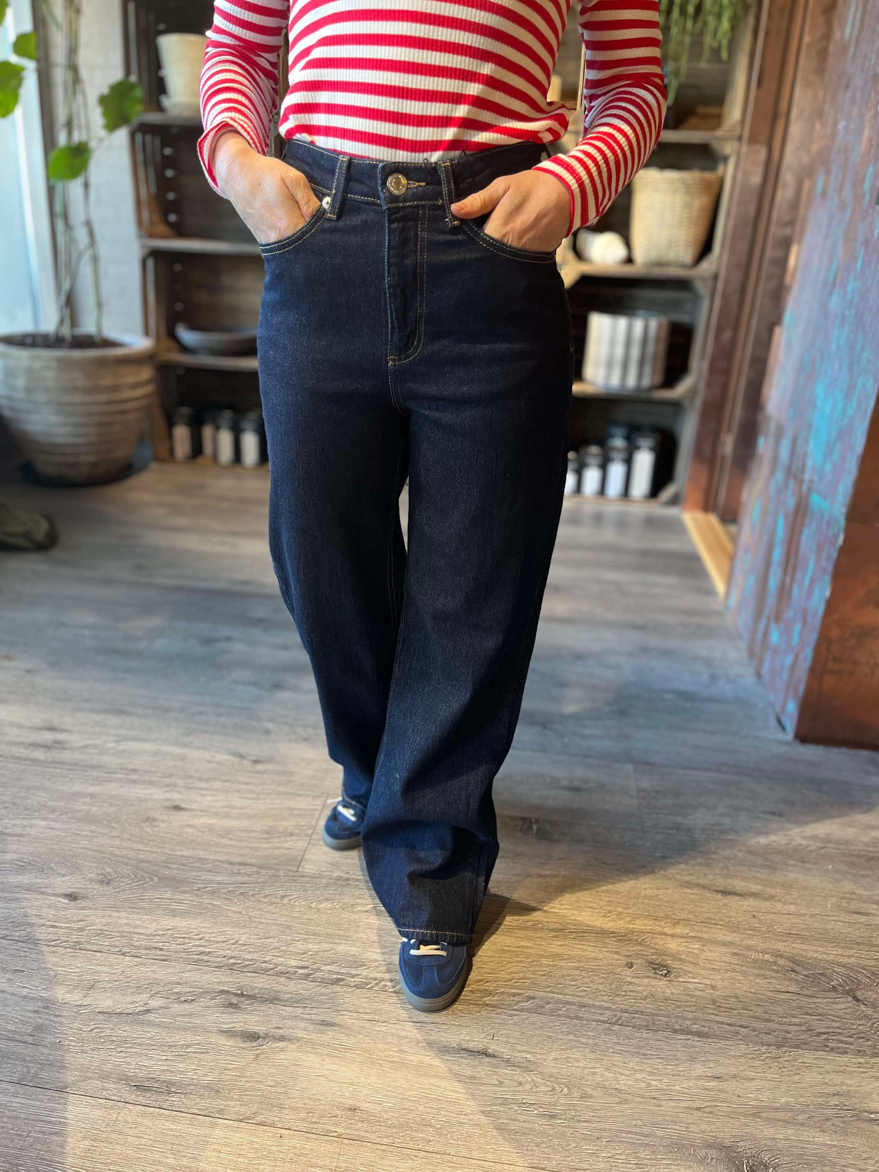 VMTESSA HR WIDE Jeans - Dark Blue Denim